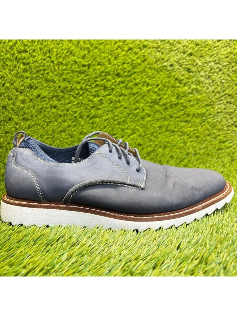 Johnston & Murphy Duncan Mens Size 8 Blue Leather Plain Toe Dress Oxford Shoes